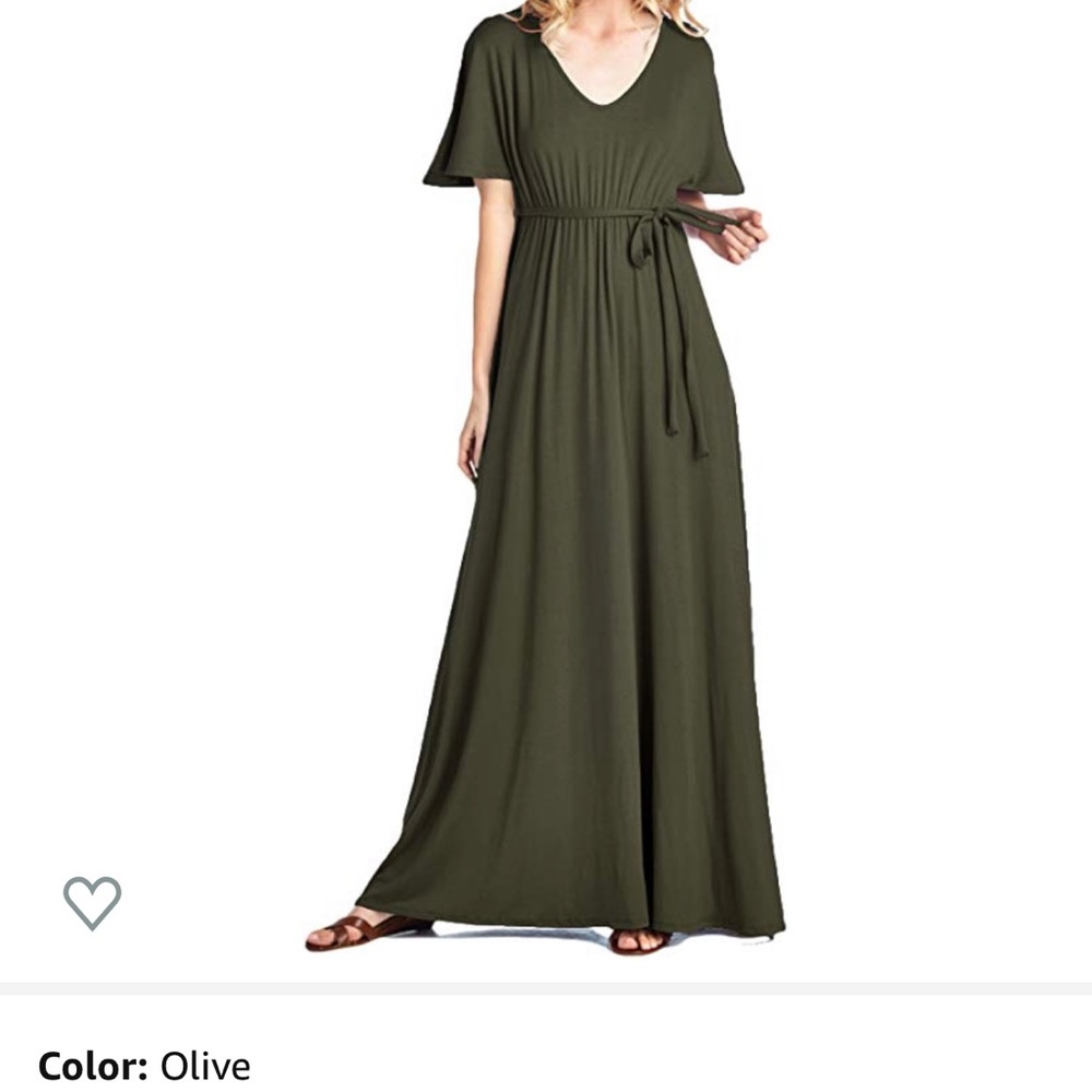 Beachcoco Short Sleeve Maxi Dress - Olive Large